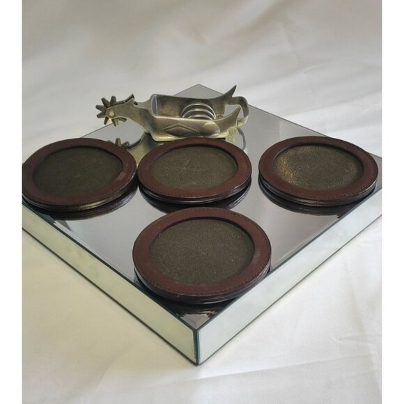 Malboro Miles Leather Cork Coaster & Metal Spur Holder Western Set 2003 - Picture 6 of 9